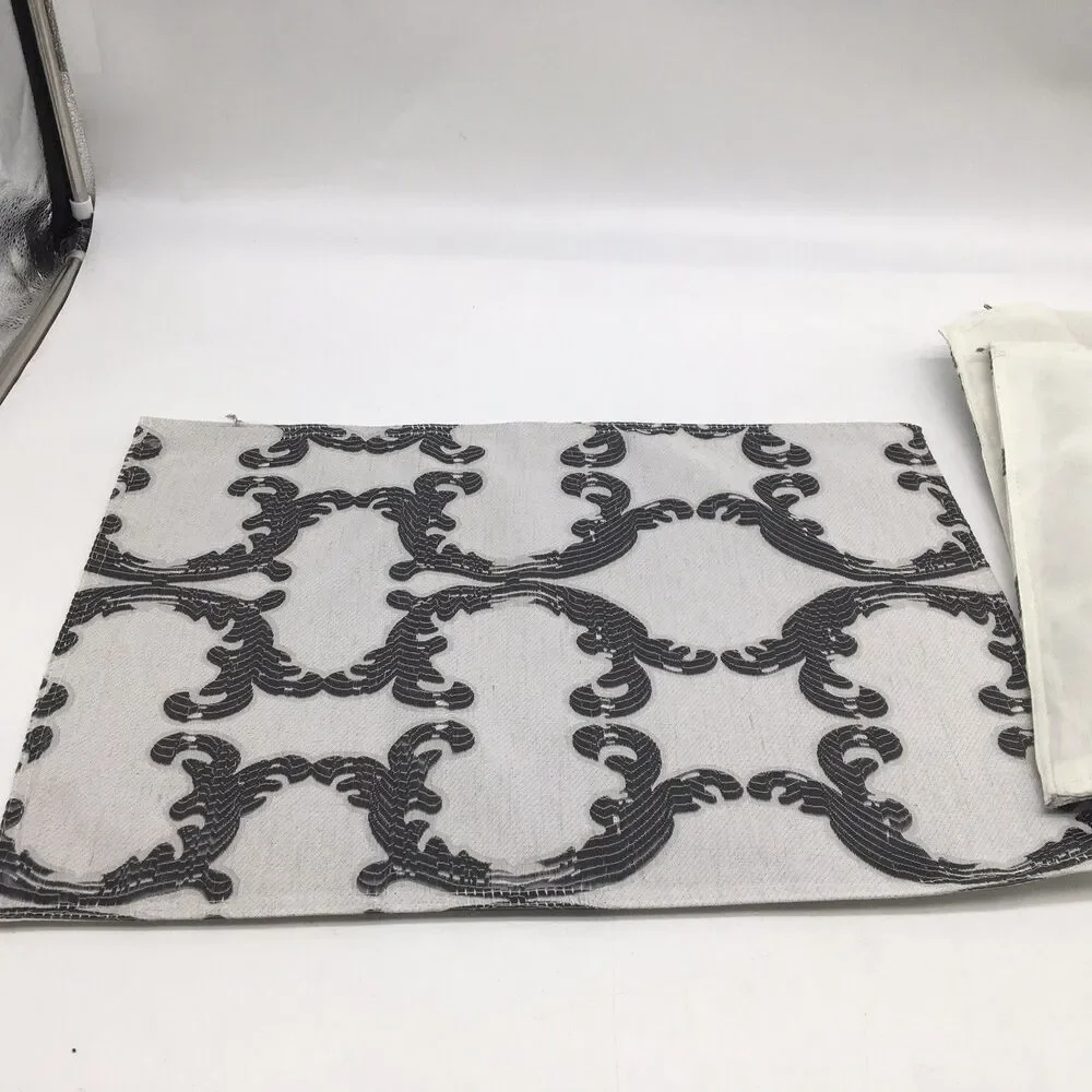 Black & White Textured Fabric Placements Set 8 A La Carte Dainty Home Some NEW